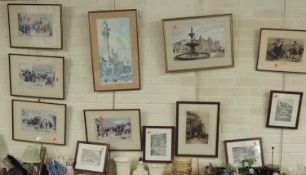 ASSORTED FRAMED PICTURES, including set of four Albert Ludovici Charles Dickens illustration prints,