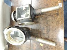 PAIR OF VINTAGE METAL COACH LAMPS Provenance: private collection Shropshire