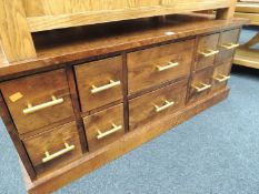 EASTERN MADE HARDWOOD LOW CHEST / COFFEE TABLE with drawers, 48 (h) x 118 (w) x 65cms (d)