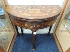 DUTCH MAHOGANY AND MARQUETRY INLAID FOLDING GAMES TABLE, late 18th Century, width 83.5cm, depth