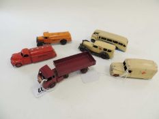 DINKY ORIGINAL PETROL TANKER, later Dinky petrol tanker, Hindle Smart Helecs, Dinky ambulance, later