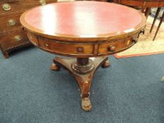 VICTORIAN MAHOGANY DRUM PEDESTAL TABLE, 95cms (diam.)