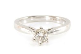 PLATINUM SINGLE STONE DIAMOND RING, diamond appr. 0.5ct, gross wt. 6.4g, ring size N Provenance: