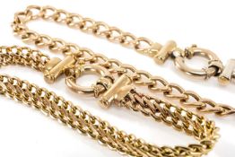 TWO SIMILAR 9CT GOLD BRACELETS, curb link, the longest being 20cms, 16.5gms (2) Provenance: