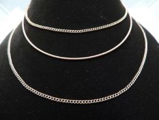 18CT GOLD CORD CHOKER NECKLACE, 40cms (l), 4.8g, and 9ct gold curb link chain necklace, 81cms (l),