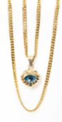 14K GOLD JEWELLERY comprising chain and 'Evil Eye' pendant on bracelet, both stamped '585', 12.