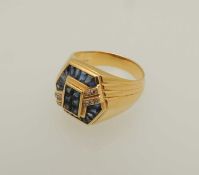GENT'S 18CT GOLD, SAPPHIRE & DIAMOND RING, marked 750, size X/Y, 13.9g Provenance: private