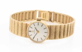 OMEGA 9CT GOLD LADIES' WRISTWATCH, circular dial with baton hour markers, 16mm case diameter,