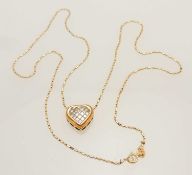 18CT GOLD DIAMOND PAVÉ HEART-SHAPED PENDANT NECKLACE, pendant approx. 13 x 10mms, suspended from a