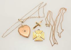 9CT GOLD CHAIN LINK NECKLACE, with barrel clasp, 43cms (l), supporting a 9ct gold crucifix, 25mms,