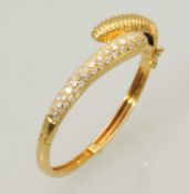 18CT GOLD PAVÉ DIAMOND SERPENT STYLE BANGLE, set with 45 small brilliant cut diamonds, cuff size