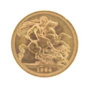 ELIZABETH II GOLD SOVEREIGN, 1964, issued in conjunction with the London Caravan Club, in case of