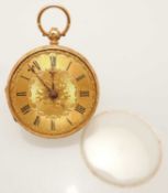18CT GOLD OPEN-FACED FOB WATCH, Andrew Campbell, London, gold-coloured dial, gold inner dust