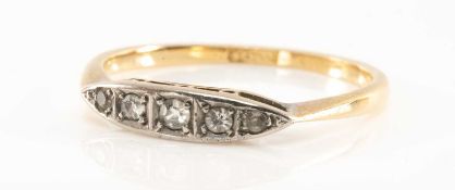 18CT GOLD FIVE-STONE DIAMOND RING, 1.9gms Provenance: private collection Vale of Glamorgan Please