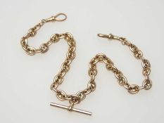 9CT GOLD MARINER WATCH ALBERT, centred with a T-bar and with two spring clips, length 35cm, weight