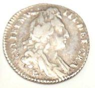 WILLIAM III 1697 SIXPENCE, Exeter Mint (Spink 3534) Provenance: private collection Flintshire Please