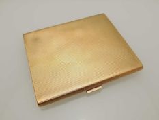 9CT GOLD CIGARETTE CASE, rectangular form, engine turned decoration, 9.5 x 8cms, 121g Provenance: