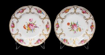 SWANSEA PORCELAIN PAIR OF PLATES circa 1815-17, scalloped edge, typically moulded with flowers and