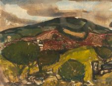 ‡ GWILYM PRICHARD mixed media - entitled verso 'Dyfed' on Martin Tinney Gallery label, fully