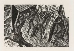‡ DAVID JONES limited edition (89/100) wood engraving - entitled verso 'Jonah is Seized by the