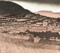 ‡ GEORGE CHAPMAN etching - Rhondda valley scene, fully signed in pencil, 29 x 34cms Provenance: