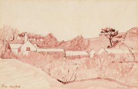 ‡ JONAH JONES ink on paper - entitled 'Farm Minffordd', signed and dated '82, 19 x 29cms Provenance: