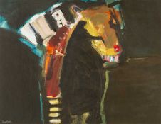 ‡ TOM NASH oil on card - entitled verso, 'Late Ride', signed, 36 x 46.5cms Provenance: private