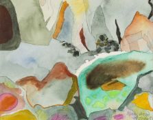 ‡ MARY LLOYD JONES watercolour - rocks, Brittany, signed and dated 1981, 19 x 25cms Provenance: