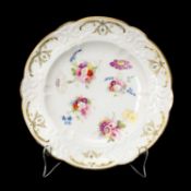 SWANSEA PORCELAIN DESSERT PLATE circa 1815-17, of lobed form, border typically moulded and with gilt