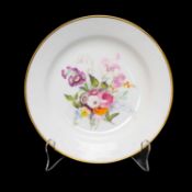 SWANSEA PORCELAIN DESSERT PLATE, 1815-17, probably painted by Henry Morris with summer flowers in