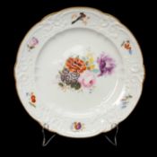 NANTGARW PORCELAIN PLATE circa 1818-20, of Brace service type, typically moulded and with gilt