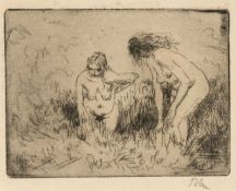 ‡ AUGUSTUS JOHN RA limited edition (14/25) etching - entitled verso, 'The Brook' on Martin Tinney