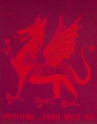 ‡ MARGARET HOLGATE (20th century) ink on felt - red dragon, Investiture of the Prince of Wales,