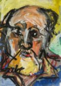 ‡ PETER PRENDERGAST mixed media on canvas laid to board - entitled verso 'Self Portrait', signed and