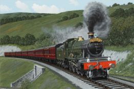 ‡ VIC WELCH watercolour & gouache on board - 'Cambrian Coast Express, Talerddig', signed, 33 x 50cms