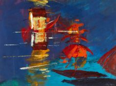 ‡ TOM NASH oil on card - semi-abstract, signed, 35 x 48cms Provenance: private collection Swansea