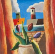 ‡ EMRYS WILLIAMS oil on panel - entitled verso, 'From the Window 1', signed and dated 1997 verso, 20