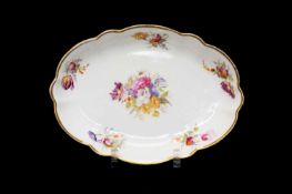 SWANSEA PORCELAIN DESSERT DISH, 1815-17, probably painted by David Evans with summer flowers in a