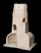 ‡ DAVID TINKER clay sculpture - 'Tower of the Winds', circular and tapering tower with doorways,