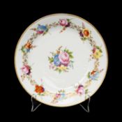 WELSH PORCELAIN PLATE, 1818-20, attributed to Nantgarw, painted with summer flowers in a central