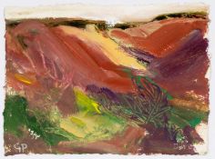 ‡ GWILYM PRICHARD mixed media on hand-cut paper - entitled verso 'Offa's Dyke', signed with