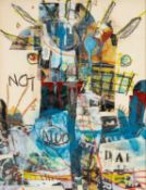 NEALE HOWELLS mixed media collage - entitled verso 'Dai-Knot', signed and dated verso 2025, 50 x
