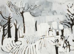 ‡ GWILYM PRICHARD watercolour on card - snowy landscape, signed, 24 x 33cms Provenance: private