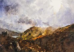 ‡ DAVID GROSVENOR mixed media - entitled verso, 'Llyn Gwynant II', signed, 50 x 70cms Provenance: