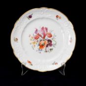 NANTGARW PORCELAIN DESSERT PLATE, 1818-20, with C-scroll borders, painted in London with full