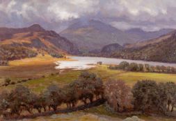 ‡ DAVID WOODFORD oil on board - entitled, 'Llyn Dinas', signed, 19 x 28cms Provenance: private