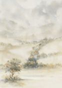 ‡ VALERIE GANZ watercolour - farmhouse and landscape, signed, 45 x 32cms Provenance: private