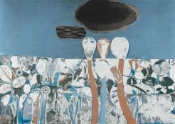 ‡ JACK CRABTREE limited edition (18/35) silkscreen print - entitled, 'Flowers in Landscape with