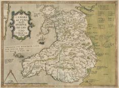 HUMPHREY LLWYD Cambriae Typus map of Wales, tinted and later coloured, 39 x 52cms Provenance: