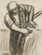 ‡ WILL ROBERTS charcoal on paper - farmer with scythe, signed, 56 x 44cms Provenance: private